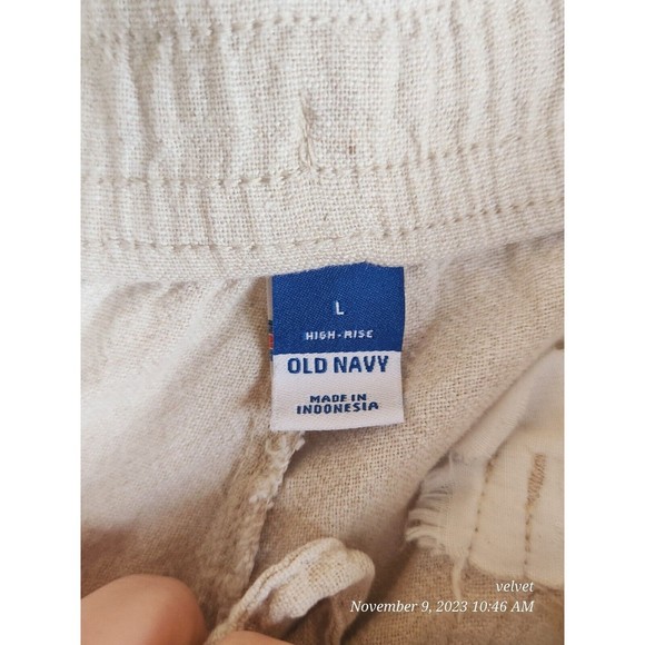 Old Navy Shorts Womens Large Linen Pockets High Waisted Pullon Elastic Waist - Picture 7 of 10